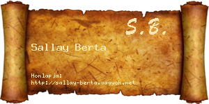 Sallay Berta névjegykártya